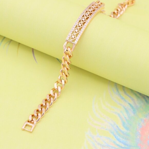 "Rose Gold Bracelet with Diamond-Cut Crisscross Bar Design, XPBL0855 - Picture 6 of 12